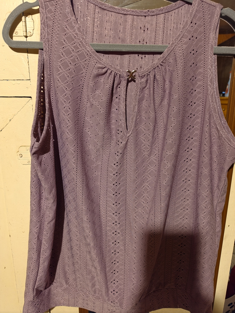 Sleeveless Eyelet Knit Top - Lavender